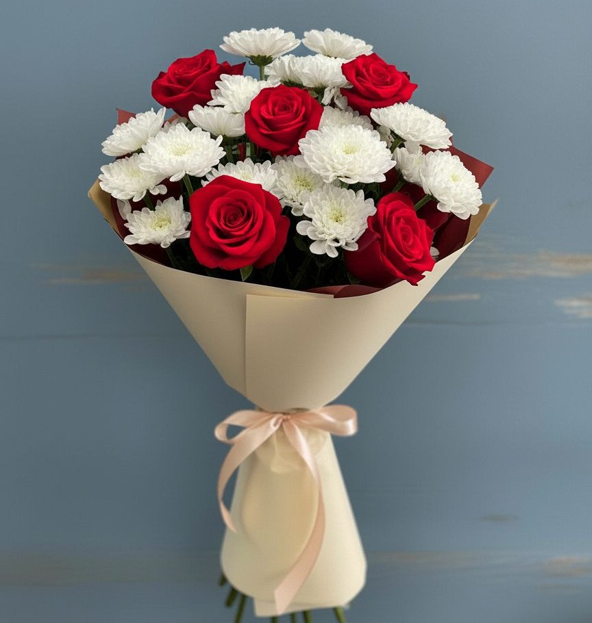 Букет цветов из: Розы и Хризантемы в Благовещенске Республики Башкортостан