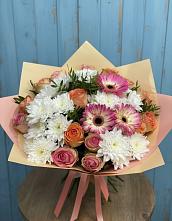Букет цветов из:  Розы, Герберы и Хризантемы в Благовещенске Республики Башкортостан