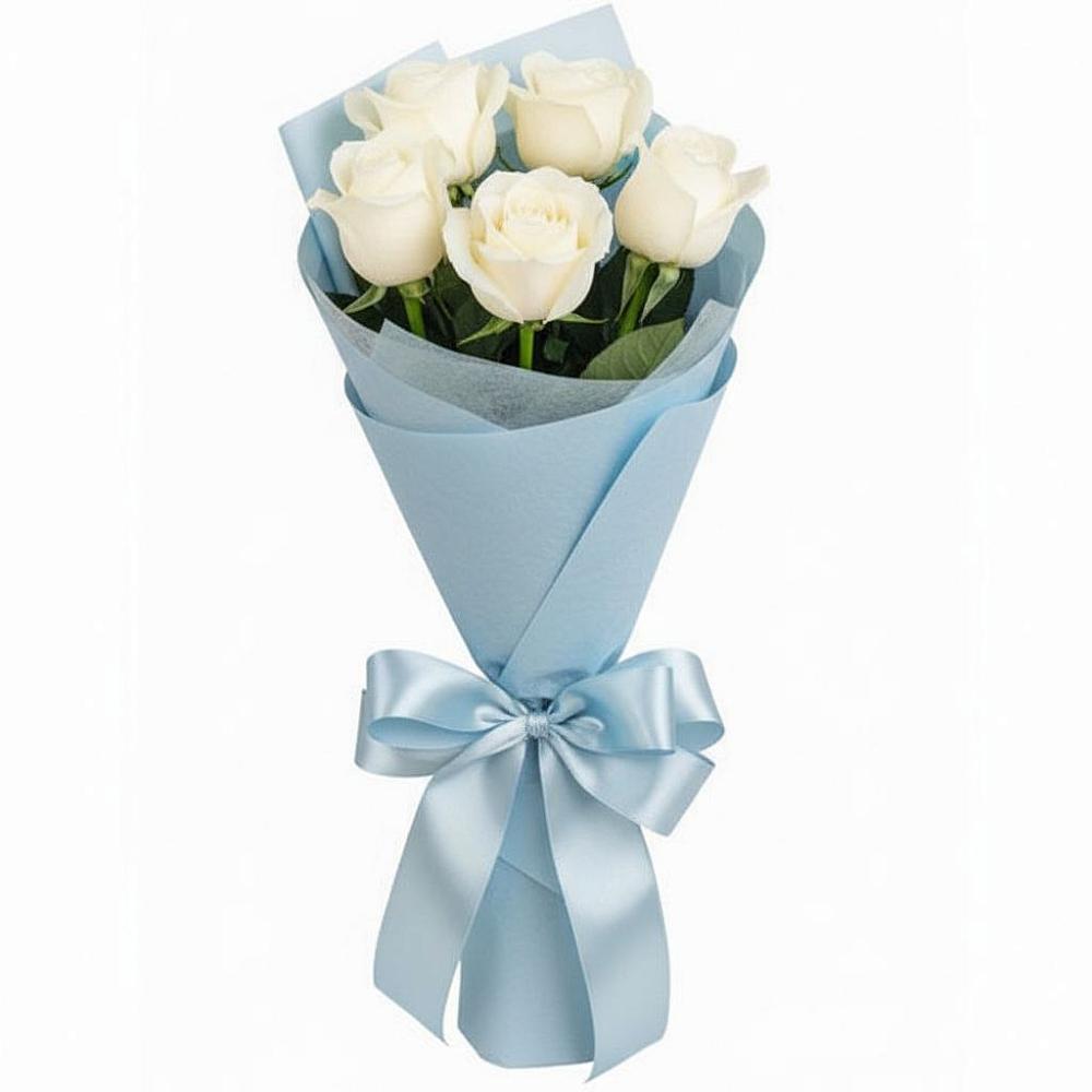 Букет 5 Белых роз Проуд в Благовещенске Республики Башкортостан