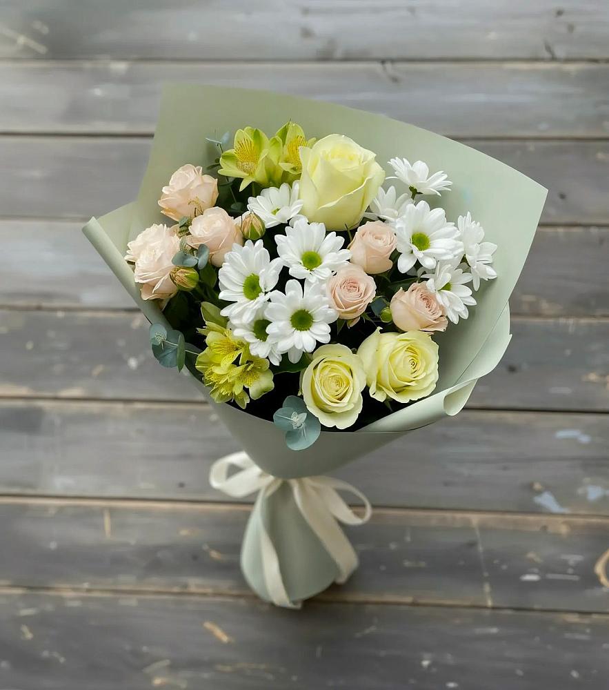 Букет цветов из: Альстромерии, Розы и Хризантемы в Благовещенске Республики Башкортостан