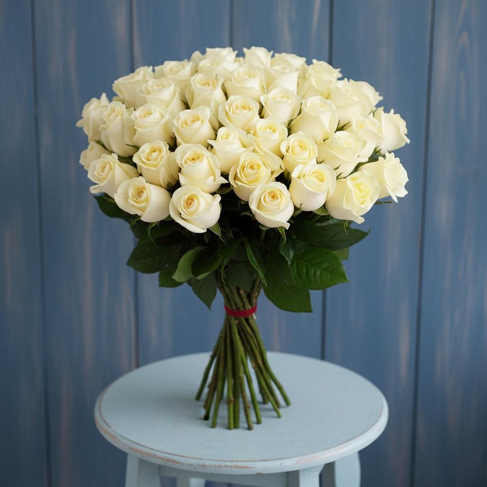 Букет 51 Белая роза Эдлесс Лав в Благовещенске Республики Башкортостан