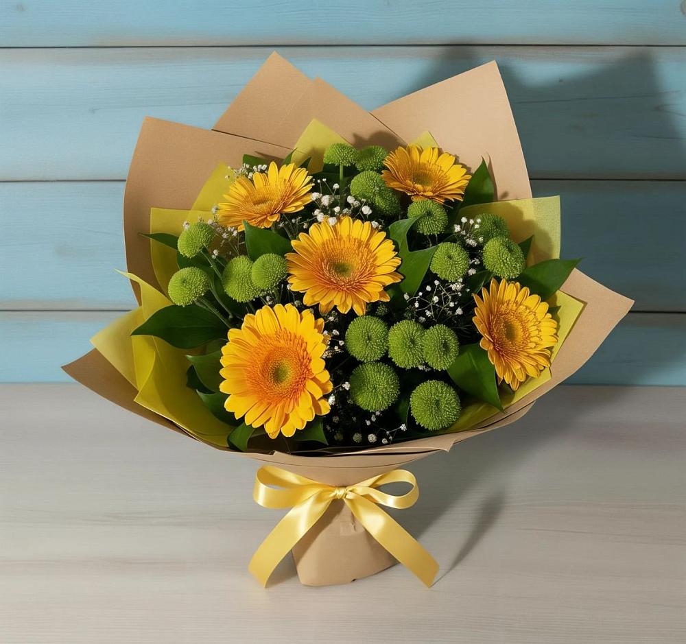 Букет цветов из: Герберы и Хризантемы в Благовещенске Республики Башкортостан