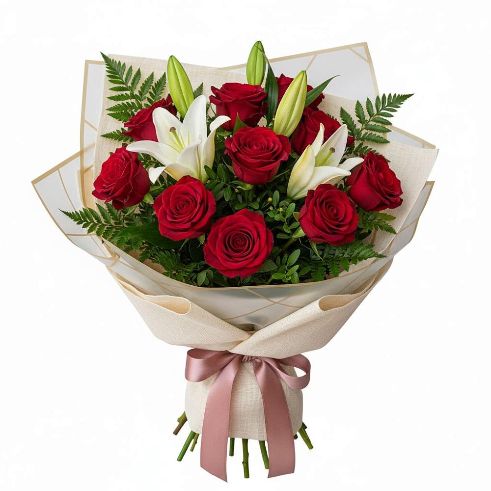 Букет цветов из: Лилии и Розы в Благовещенске Республики Башкортостан