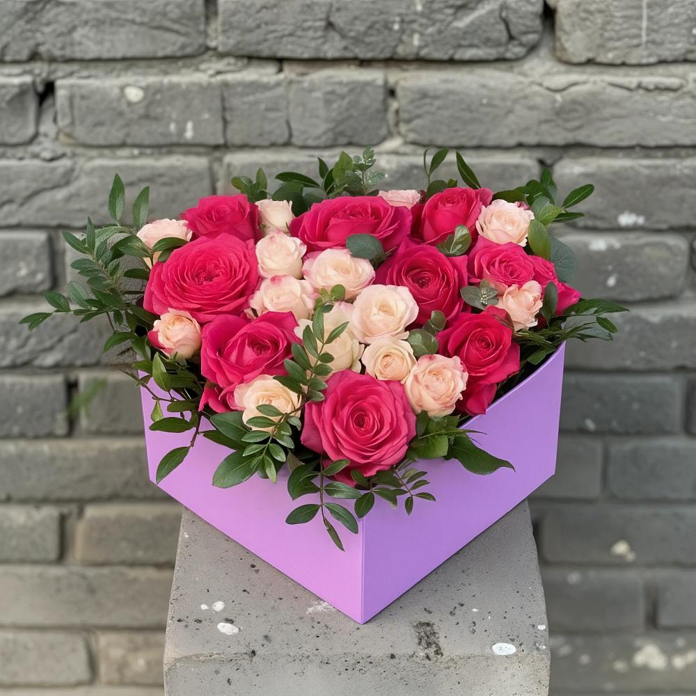 Цветочная композиция из Розы в коробке в Благовещенске Республики Башкортостан