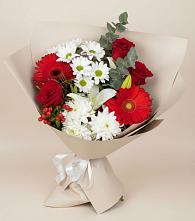 Букет цветов из:  Розы, Хризантемы, Герберы и Лилии в Благовещенске Республики Башкортостан