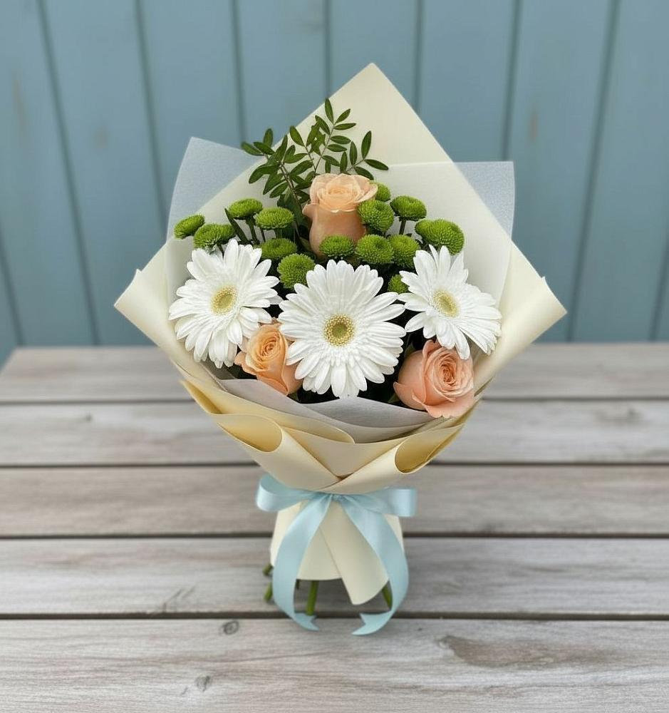 Букет цветов из: Герберы, Розы и Хризантемы в Благовещенске Республики Башкортостан