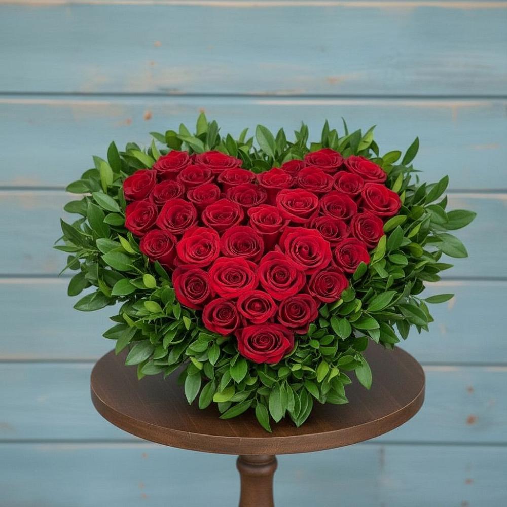 Цветочная композиция из Розы в виде сердца в Благовещенске Республики Башкортостан