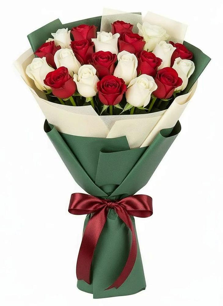 Букет Микс из красных и белых роз в Благовещенске Республики Башкортостан