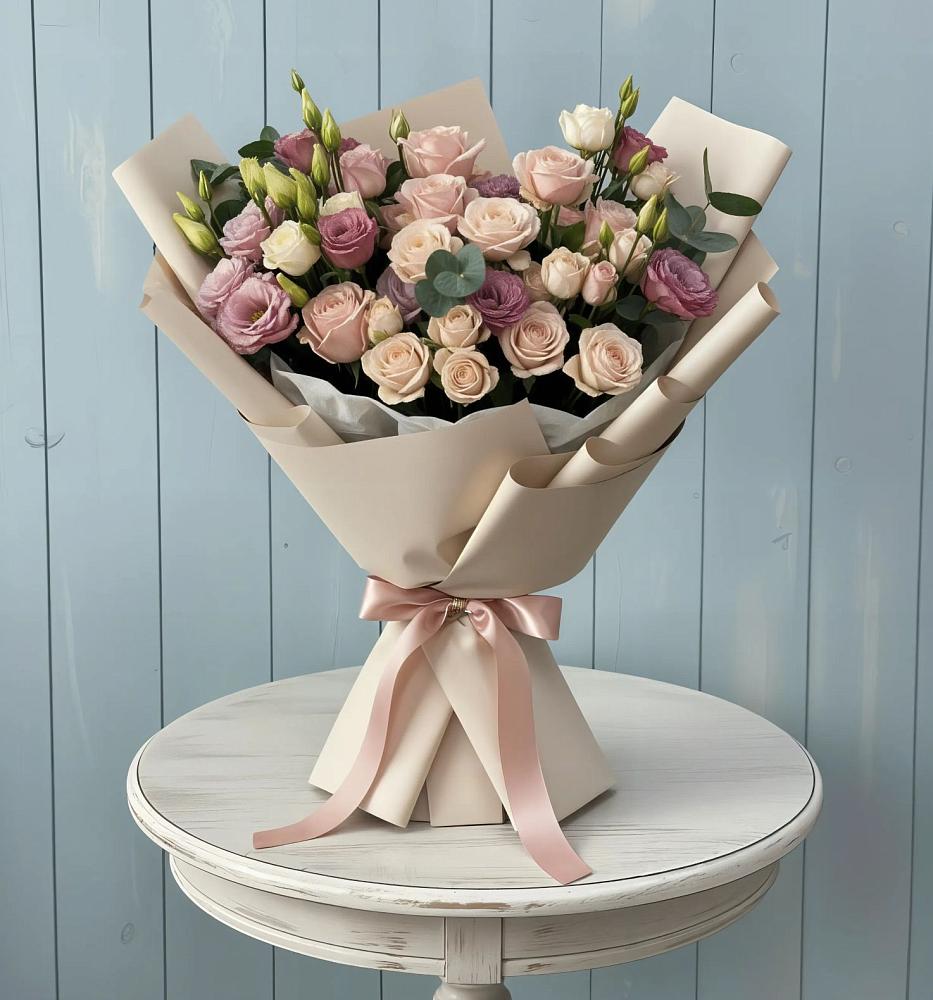 Букет цветов из: Розы и Лизиантусы в Благовещенске Республики Башкортостан