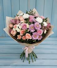 Букет цветов из:  Хризантемы, Розы и Альстромерии в Благовещенске Республики Башкортостан
